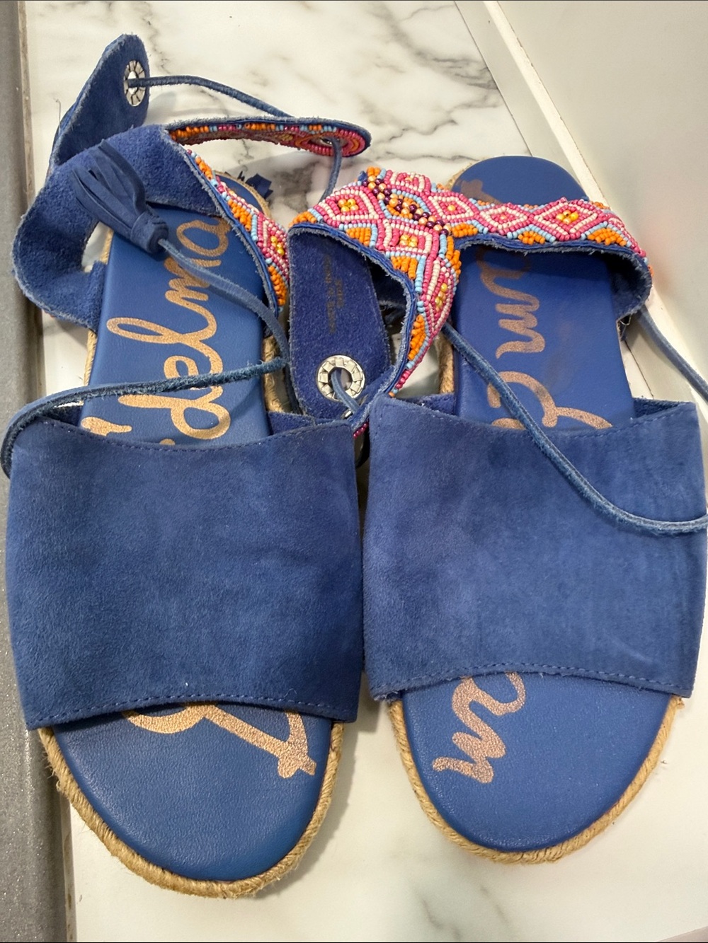 Sam Edelman Shae Suede Beaded Sandal women’s size 7 - Picture 3 of 8